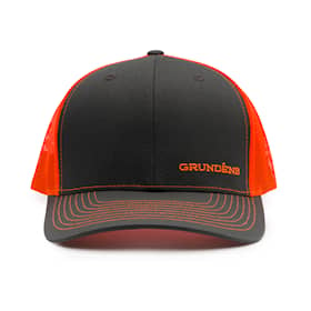 Grundéns Offset Embroidered Logo Trucker Charcoal/Neon Orange