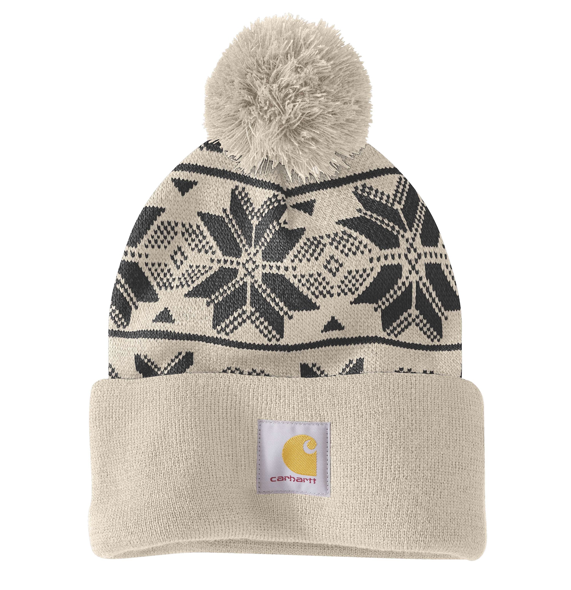 Carhartt Knit pom jacquard Beanie, Oat milk