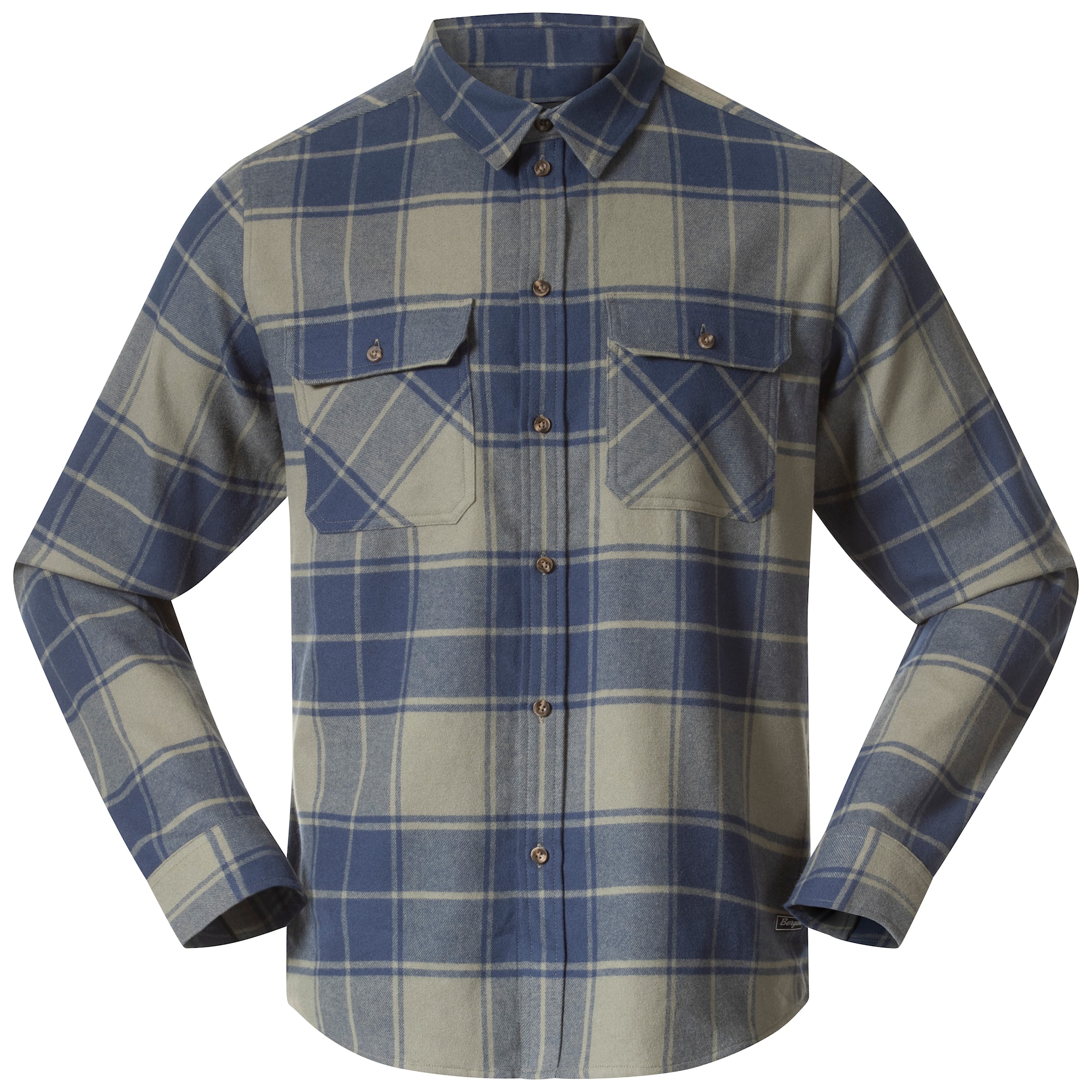 Bergans Nordmarka Flanellskjorta Herr Green Mud/Navy Blue Check L