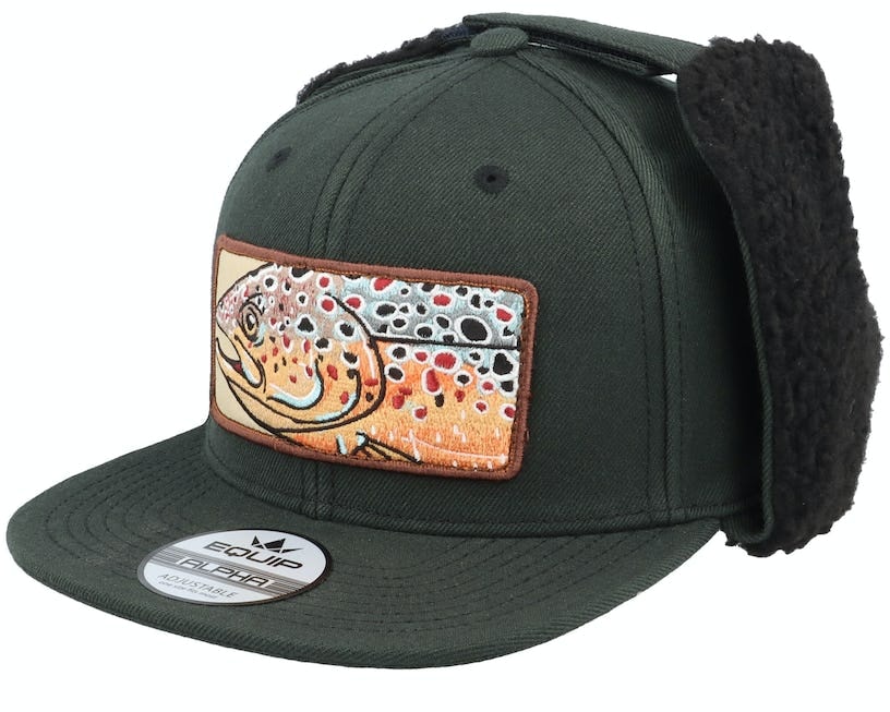 Skillfish Big Trout Patch Vintage Black Ear Flap Snapback One Size - (55-60 CM)
