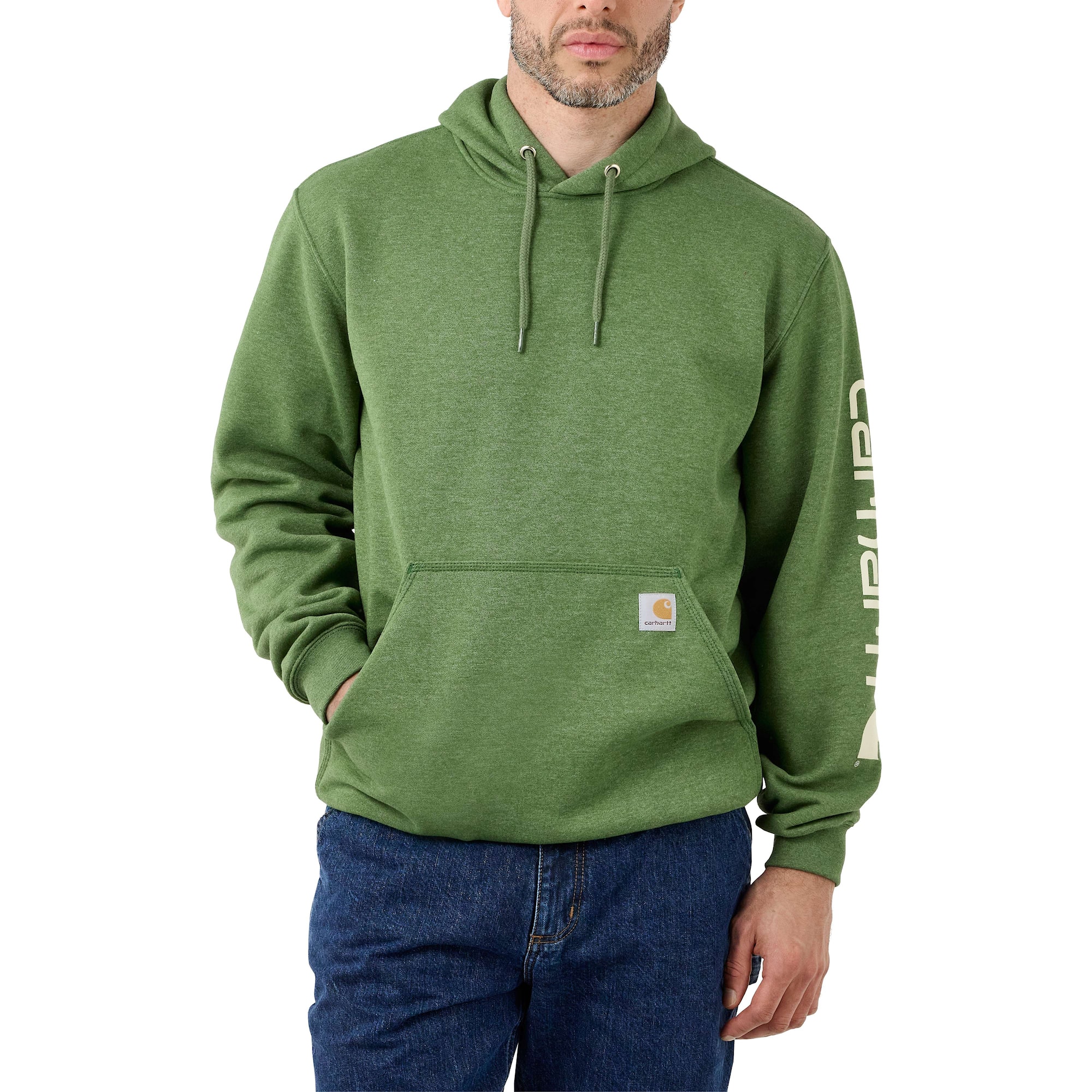 Carhartt Sleeve logo hoodie, Herr, Arborvitae heather, XXL