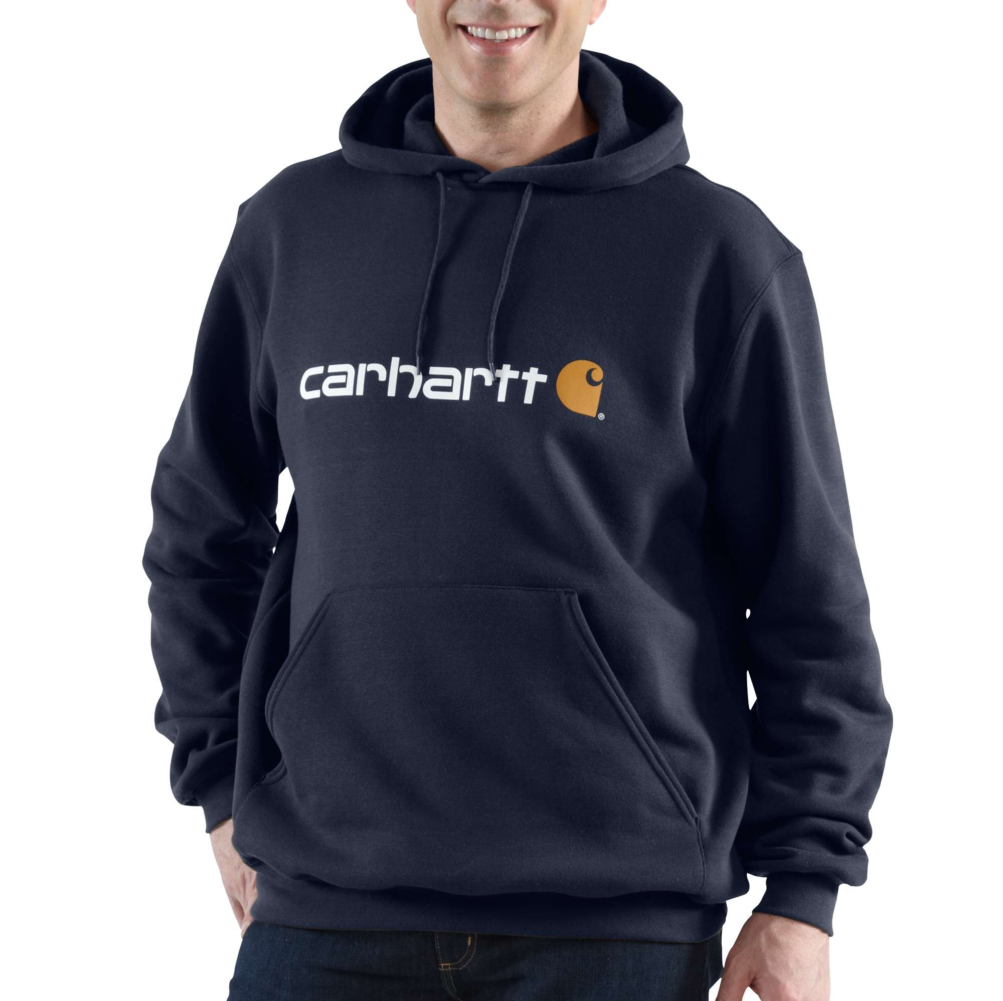 Carhartt Signature Logo Hoodie Herr New Navy XXL