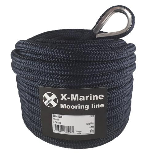 Xmarine Ankarlina Flätad Svart 16mm 40M