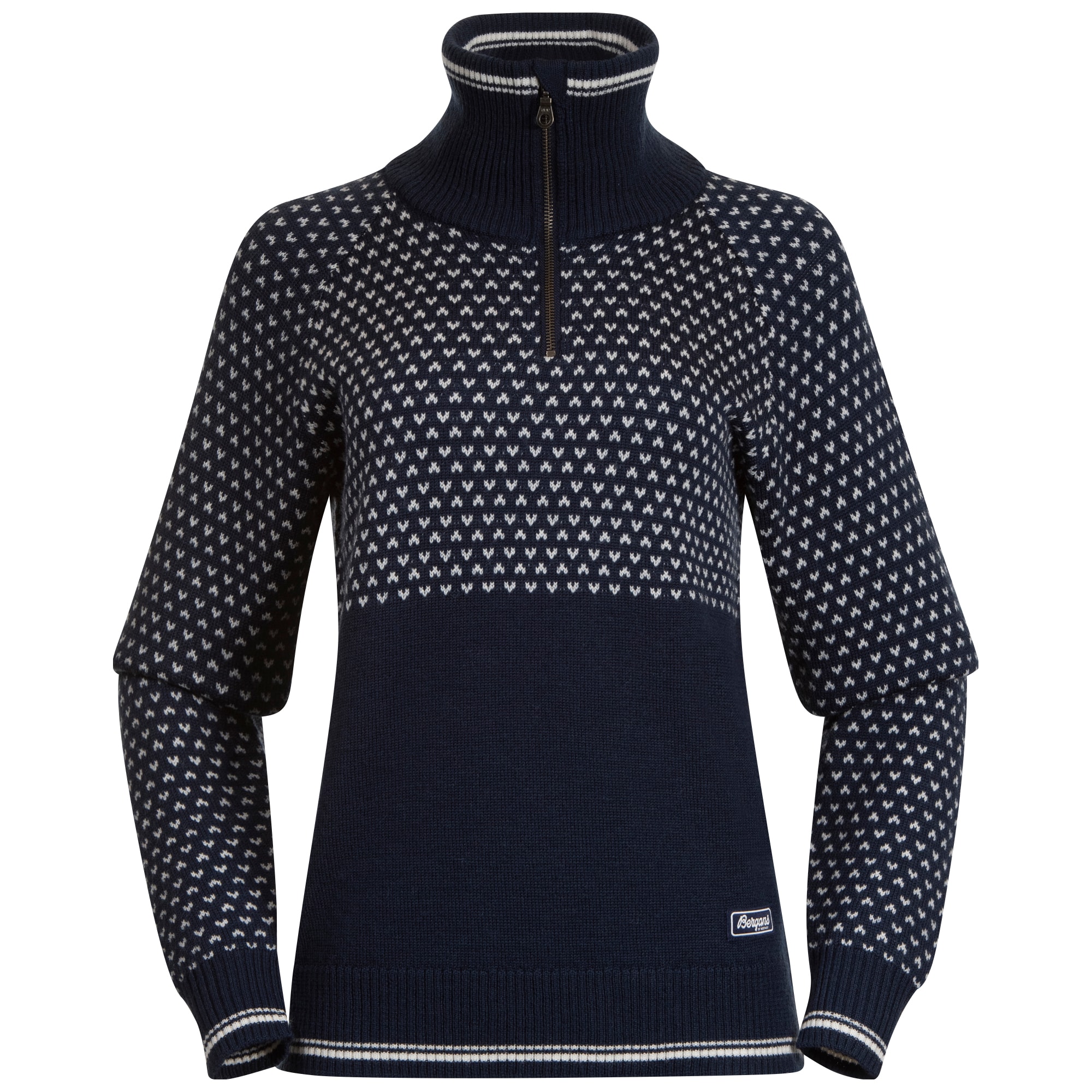 Bergans Alvdal Wool Half Zip Tröja Dam Navy Blue/Vanilla White L