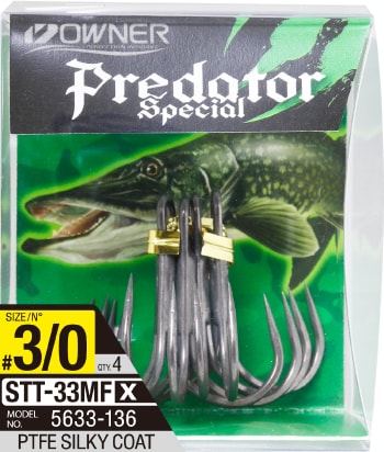 Owner STT-33MF Barbless Treble Hook, stl 3/0 4-pack