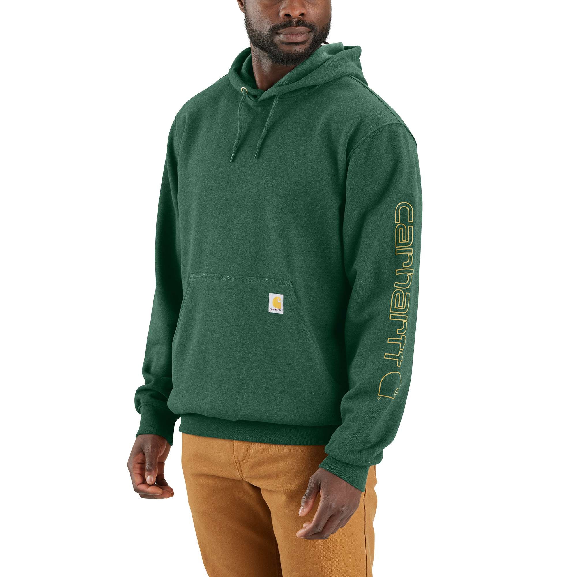 Carhartt Sleeve logo hoodie, Herr, Frosted balsam heather, XXL