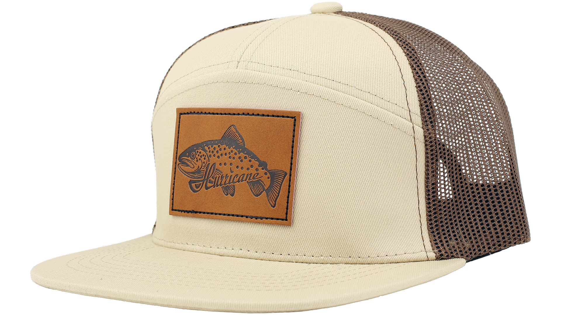 Hurricane 7-Panel Trucker Hat Leather Patch Trout