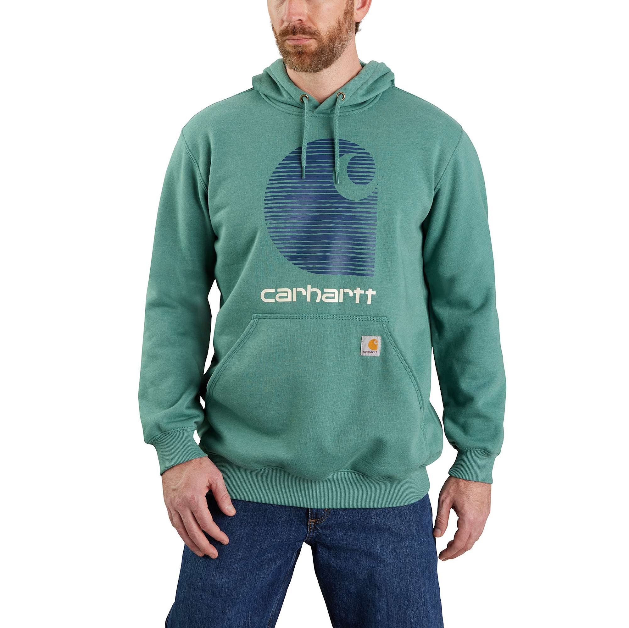 Carhartt Rain Defender Logo Hoodie Herr Slate Green Heather M
