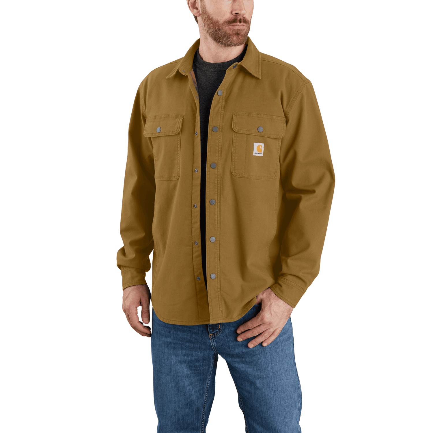 Carhartt Rugged Flex™ Relaxed Fit Canvas Fleece-Lined Overshirt Herr Oak Brown 2XL