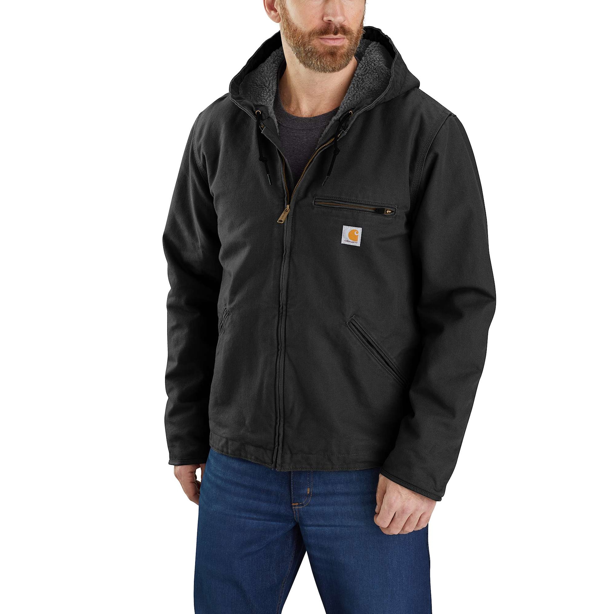 Carhartt Washed duck sherpa lined Jacka, Herr, Black, XXL