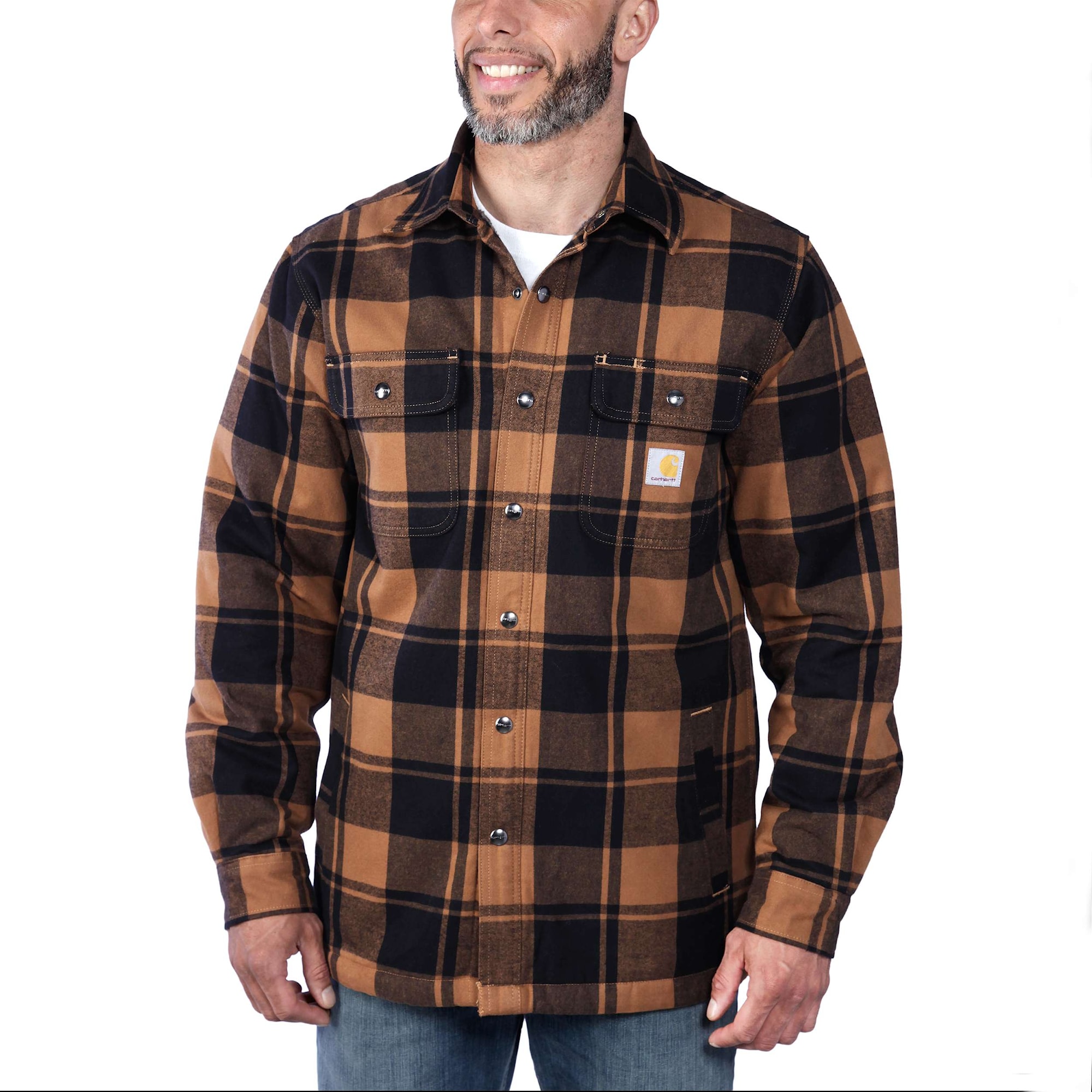 Carhartt Flannel sherpa-lined Skjortjacka, Herr, Carhartt® brown, XXL