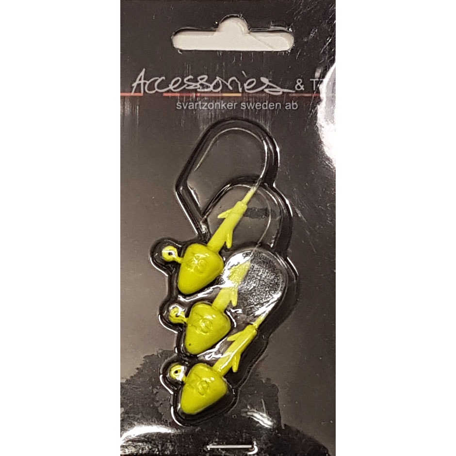 Svartzonker Jiggskalle 20 g #4/0 Fluo Yellow 3-pack