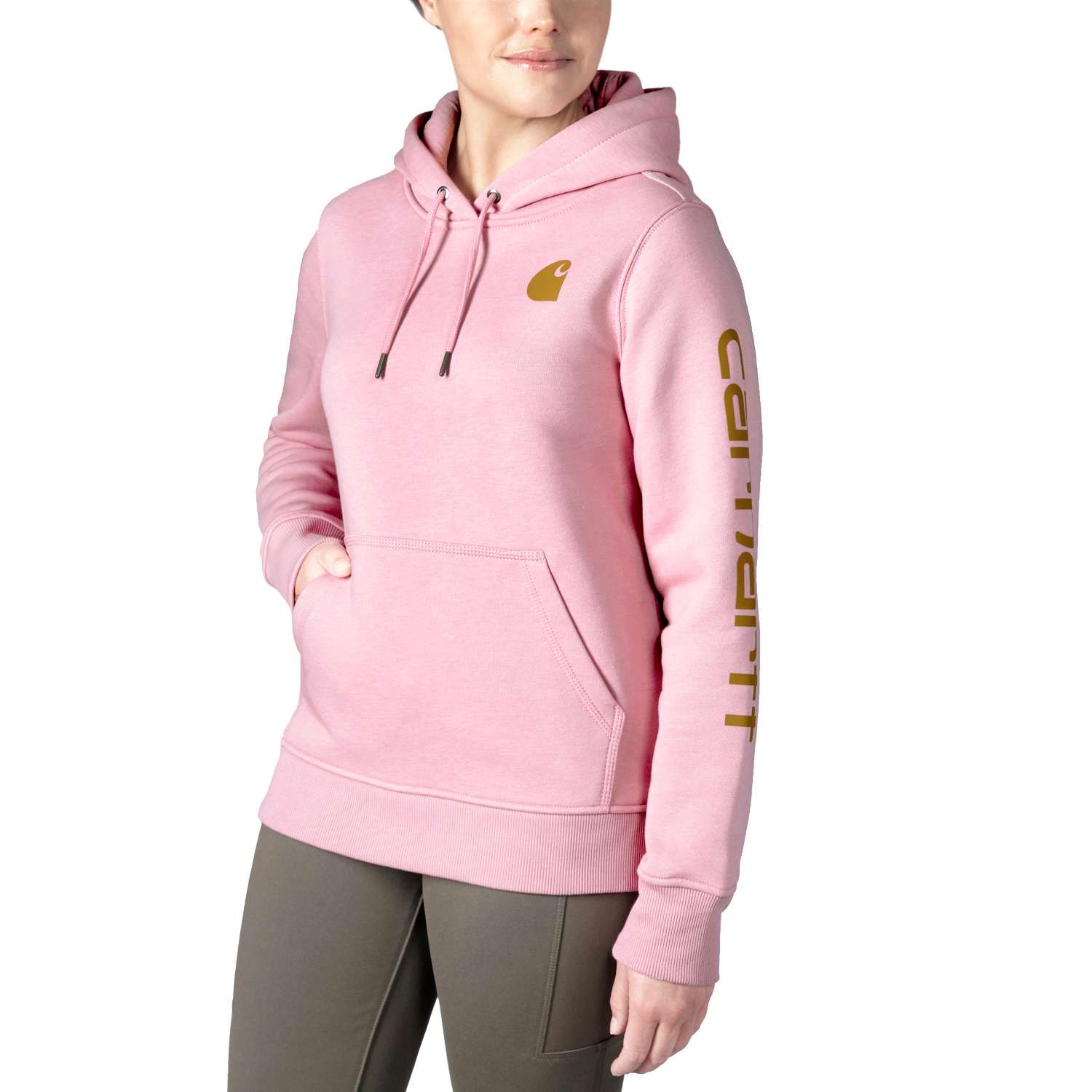 Carhartt logo sleeve graphic tröja, Dam, Foxglove heather, S
