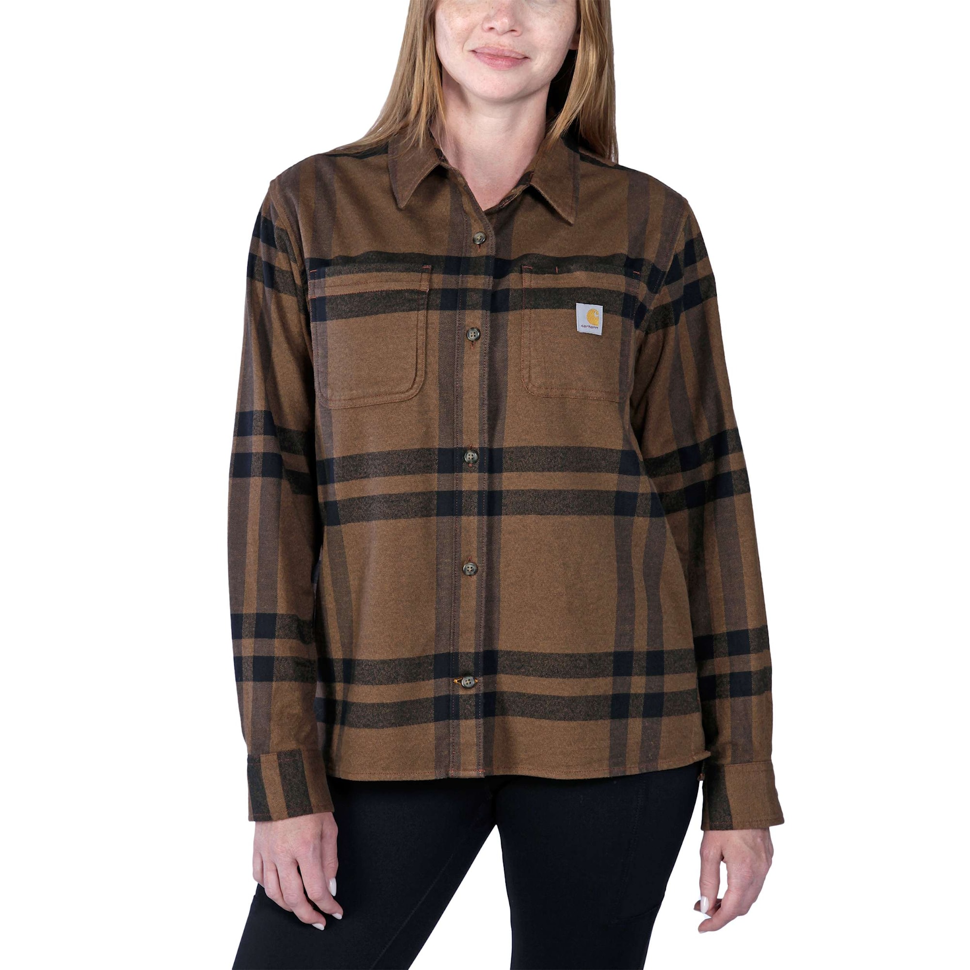 Carhartt Midweight Flannelskjorta Dam Carhartt Brown Heather XL