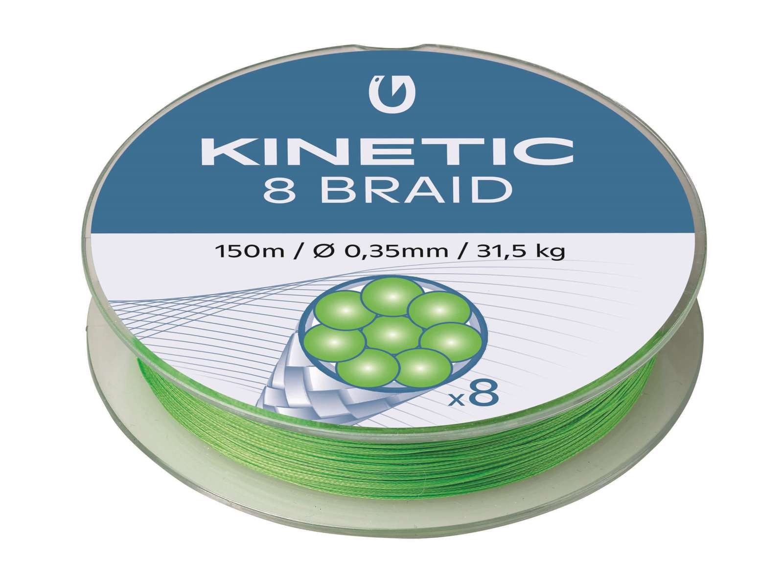 Kinetic 8 Braid 150m 0,35mm/31,5kg - Fluo Green