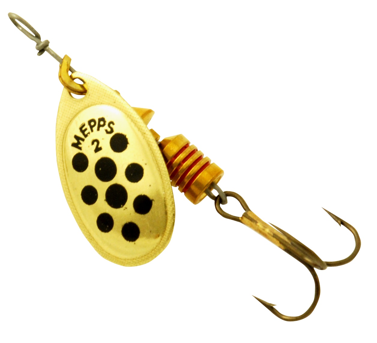 Mepps Aglia med prickar 2 Guld Svart -