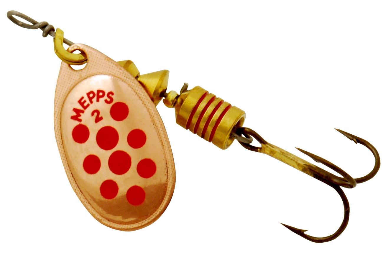 Mepps Aglia med prickar 3 Silver Röd