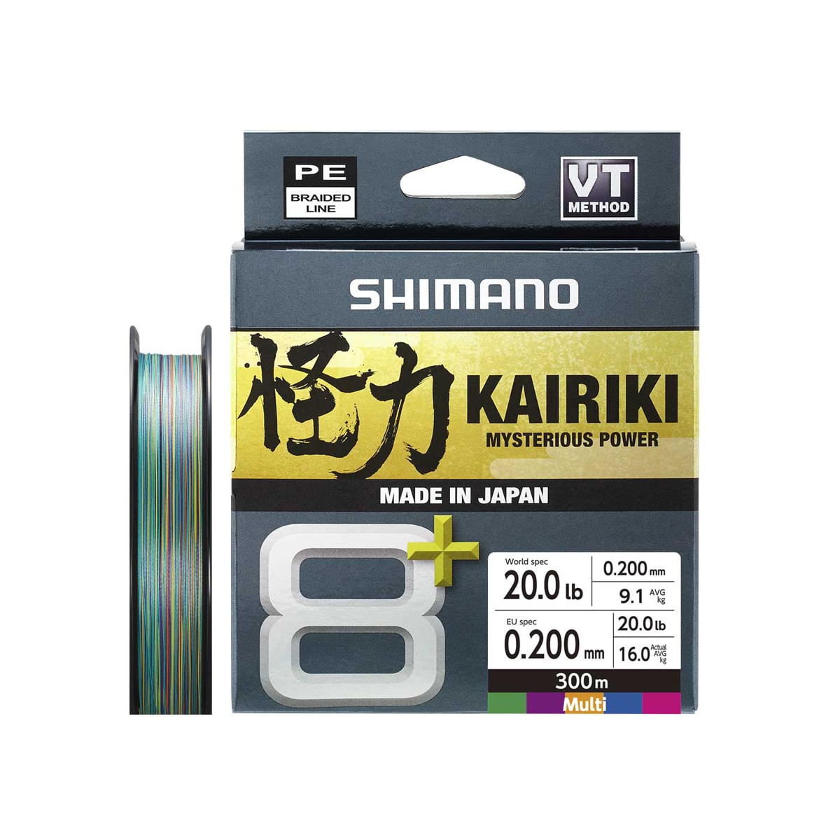 Shimano Line Kairiki 8+ 300m 0.20mm 16,0kg Multi color -