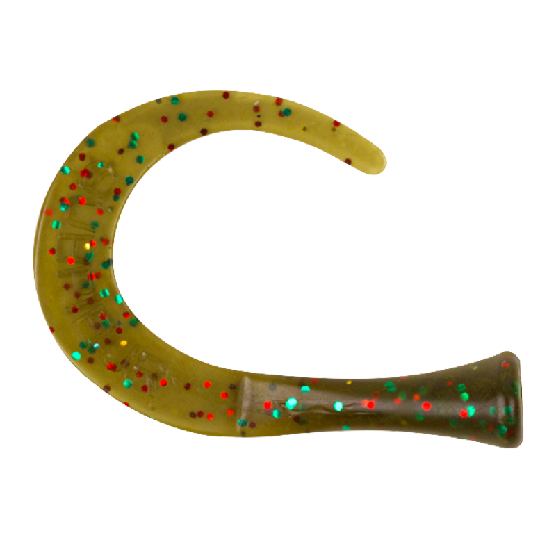 Guppie Tail DS, 3 curly - Mossgreen Glitter