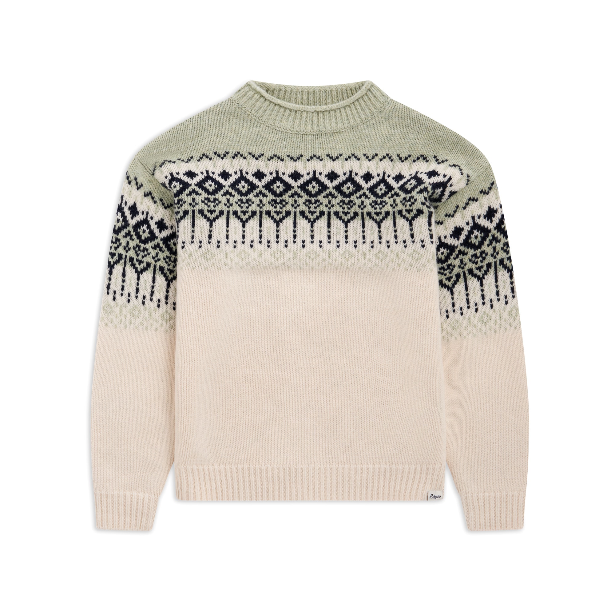 Bergans Steiro Knitted Ulltröja Creme/Light Green Mud
