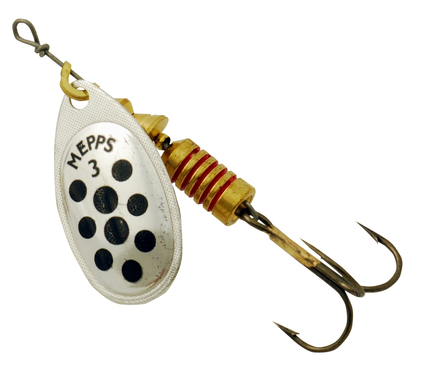 Mepps Aglia med prickar 2 Silver Svart