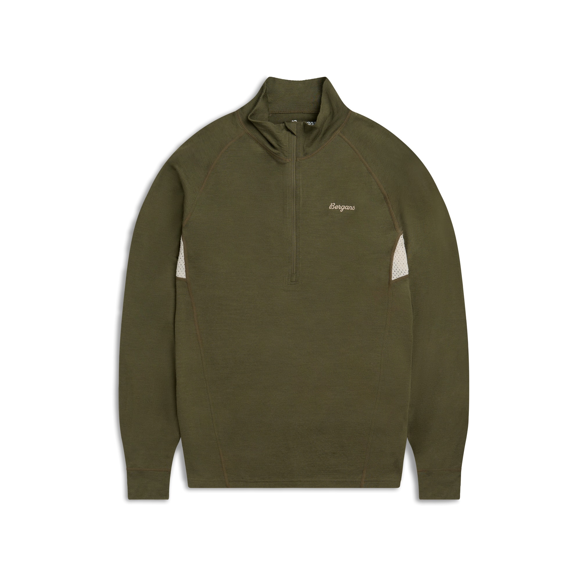 Bergans Inner:Pure Merino Half-Zip Underställströja Herr Pine Forest/Bone White
