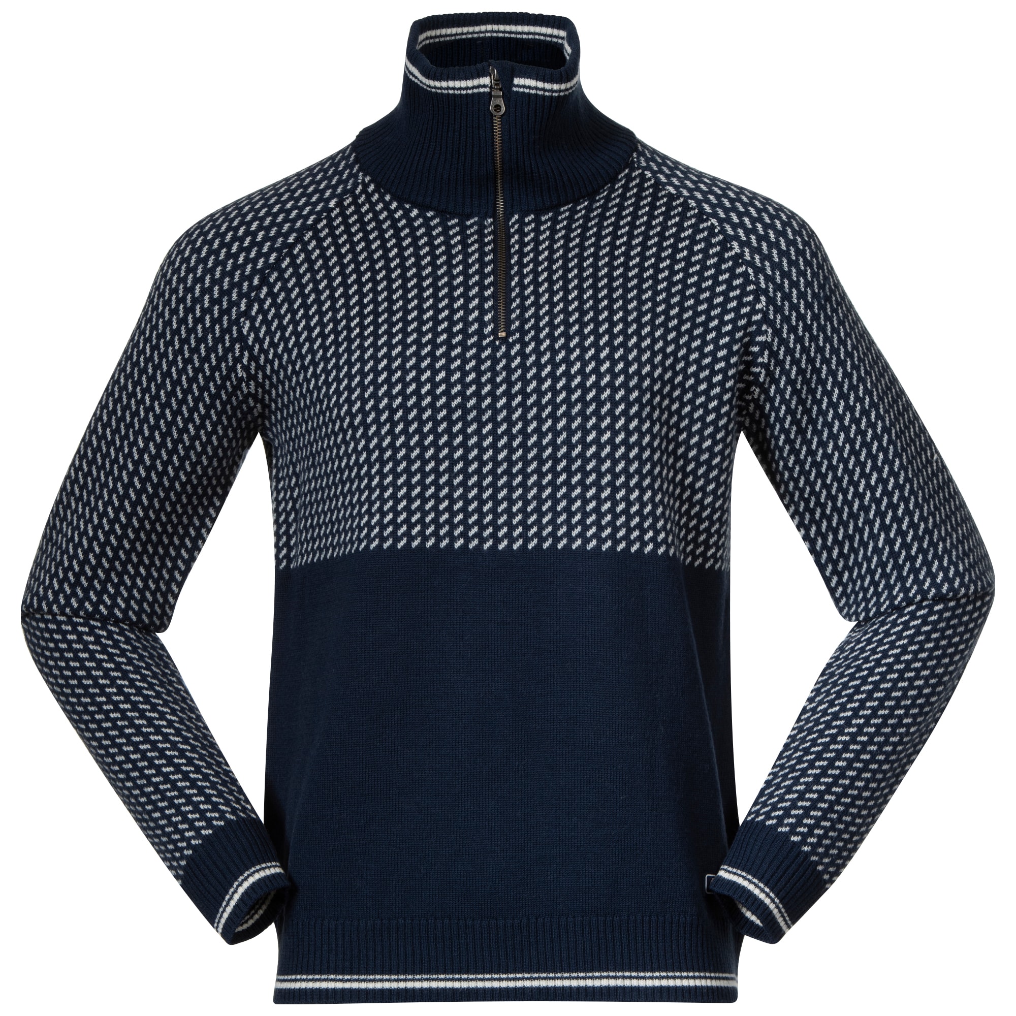 Bergans Alvdal Wool Half Zip Tröja Herr Navy Blue/Vanilla White L