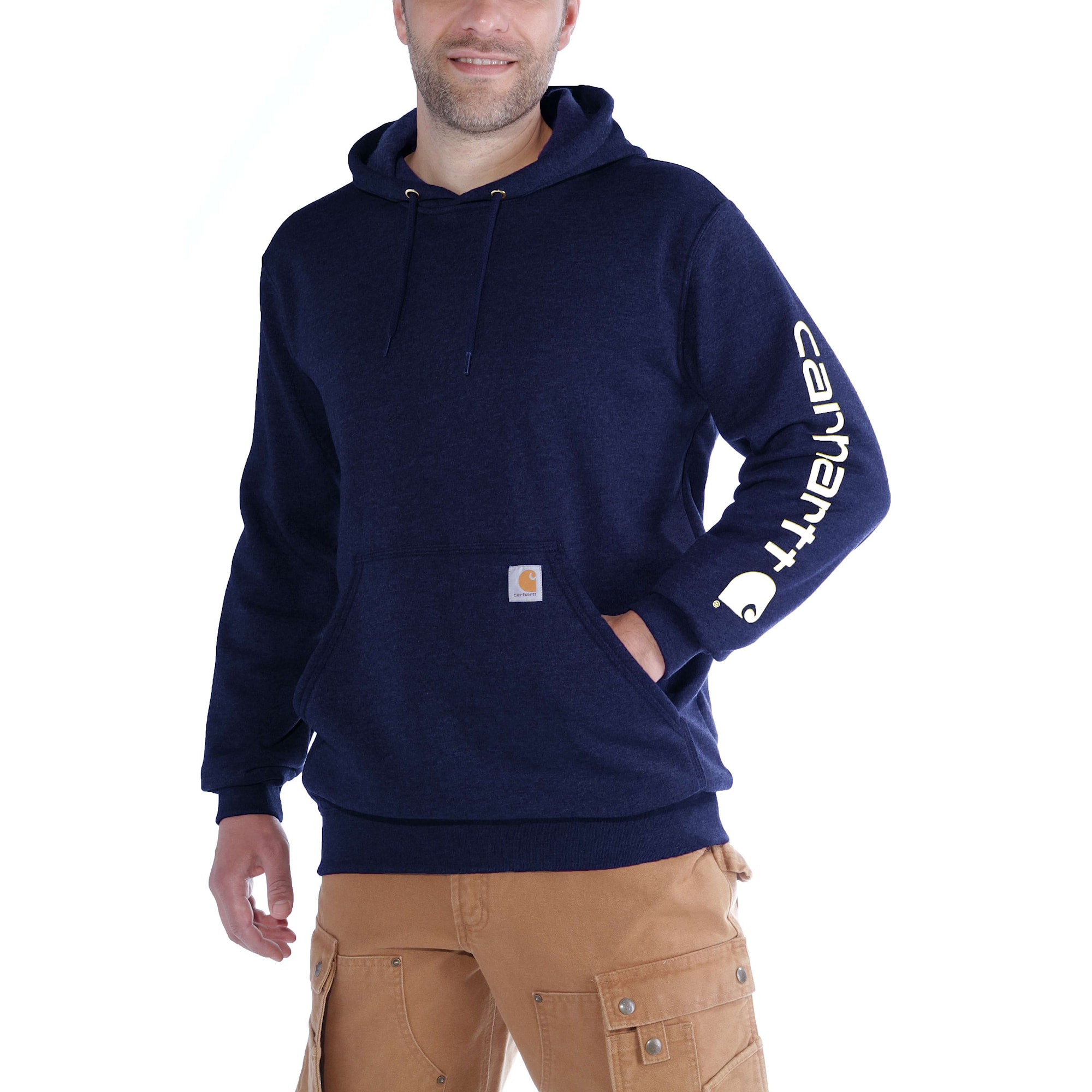 Carhartt Sleeve logo Hoodie Herr New Navy L