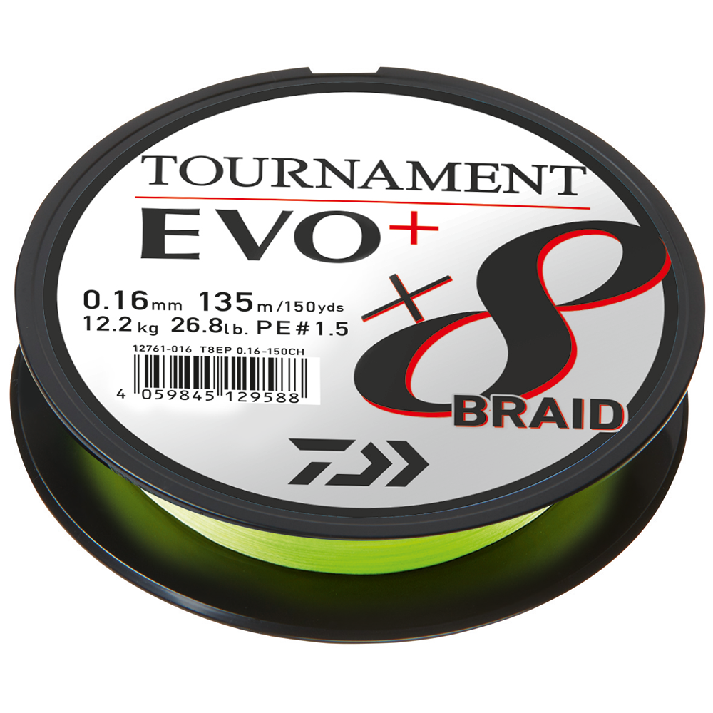 Daiwa Tournament X8 Braid EVO+ 0.12 135m Chartreuse -