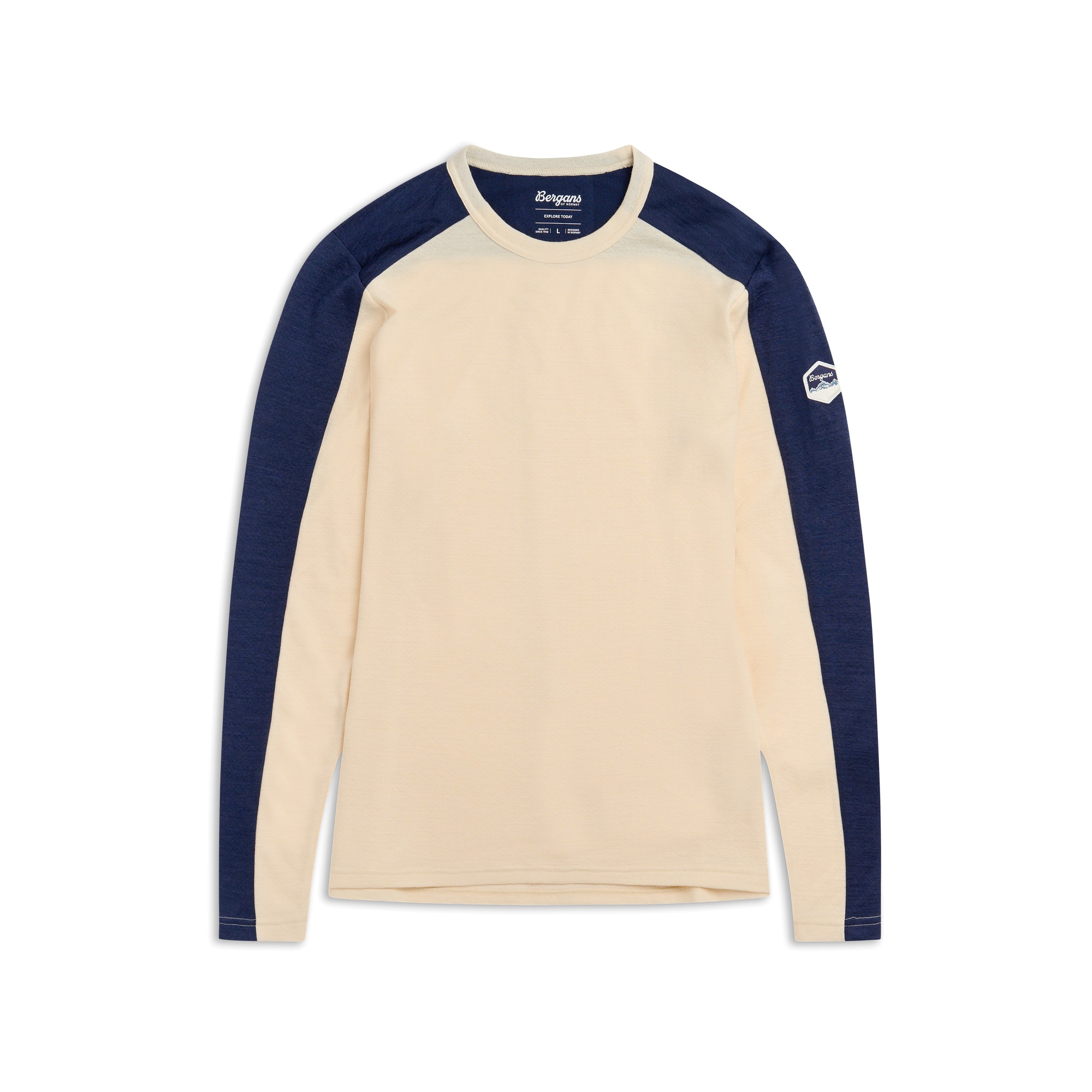 Bergans Inner:Dual Merino L/S Underställströja Herr Creme/Navy Blue