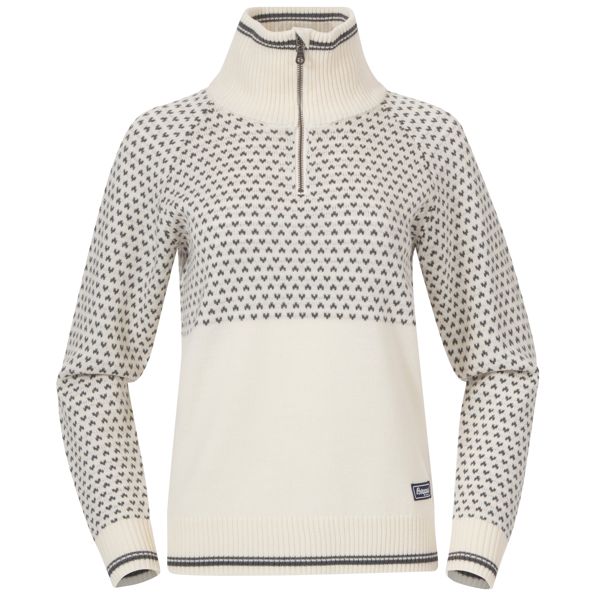 Bergans Alvdal Wool Half Zip Tröja Dam Vanilla White/Solid Dark Grey L