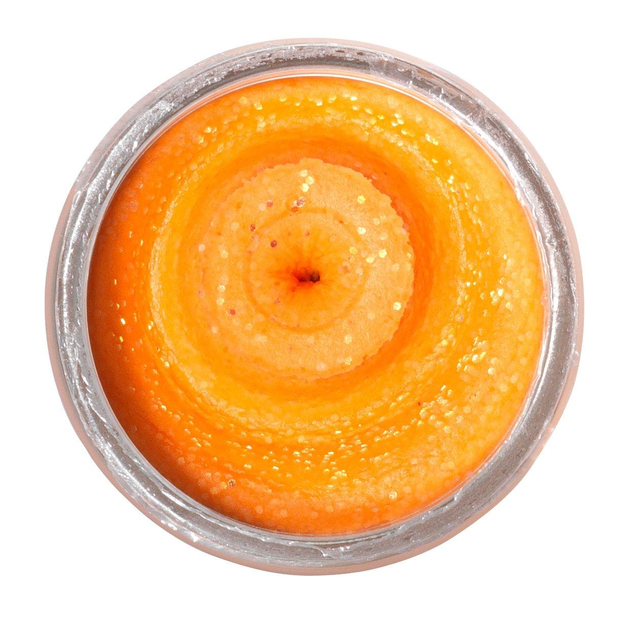 Berkley PowerBait® Natural Glitter Trout Dough Garlic Fluo Orange Glitter