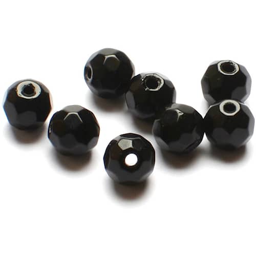 Darts Glass Bead 6 mm Facet Black 9-pack