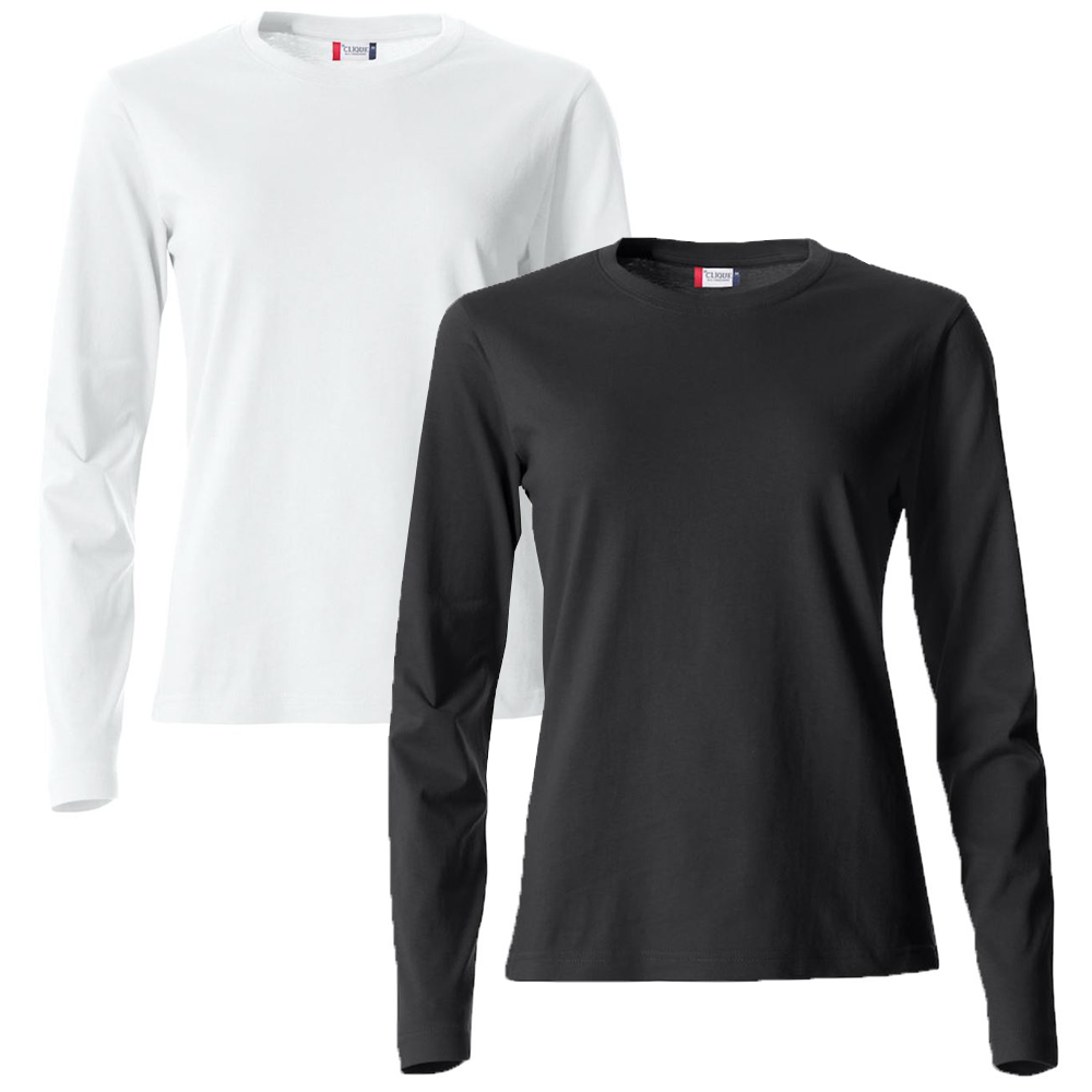 Clique Långärmad tröja Vit + Svart 2-pack Dam