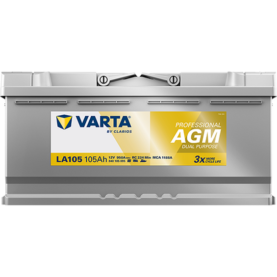 Varta 105Ah Start/förbrukning Profesional DP AGM LA105