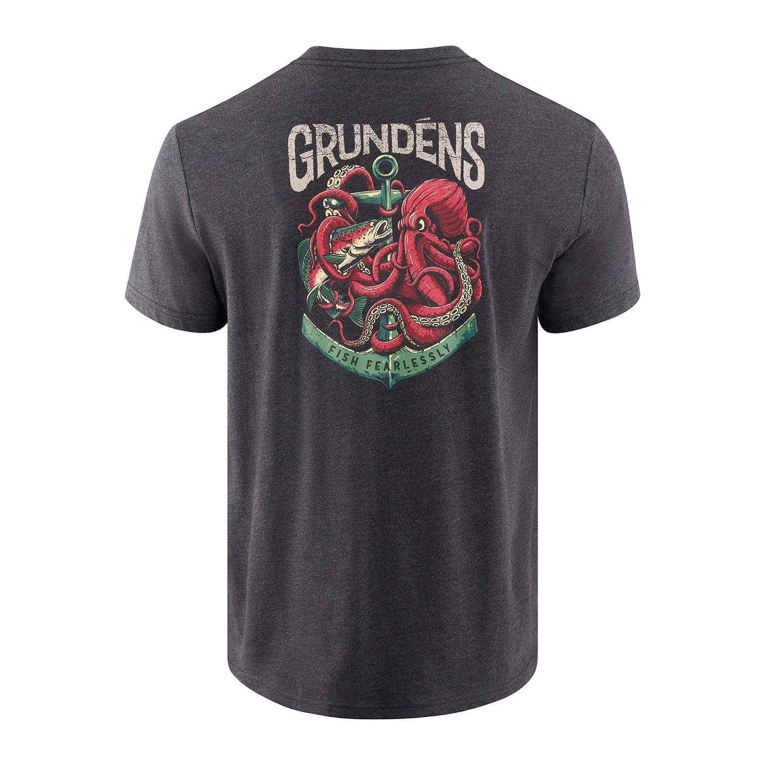 Grundens Octo-Trout Kortärmad T-Shirt Heather Charcoal XXL