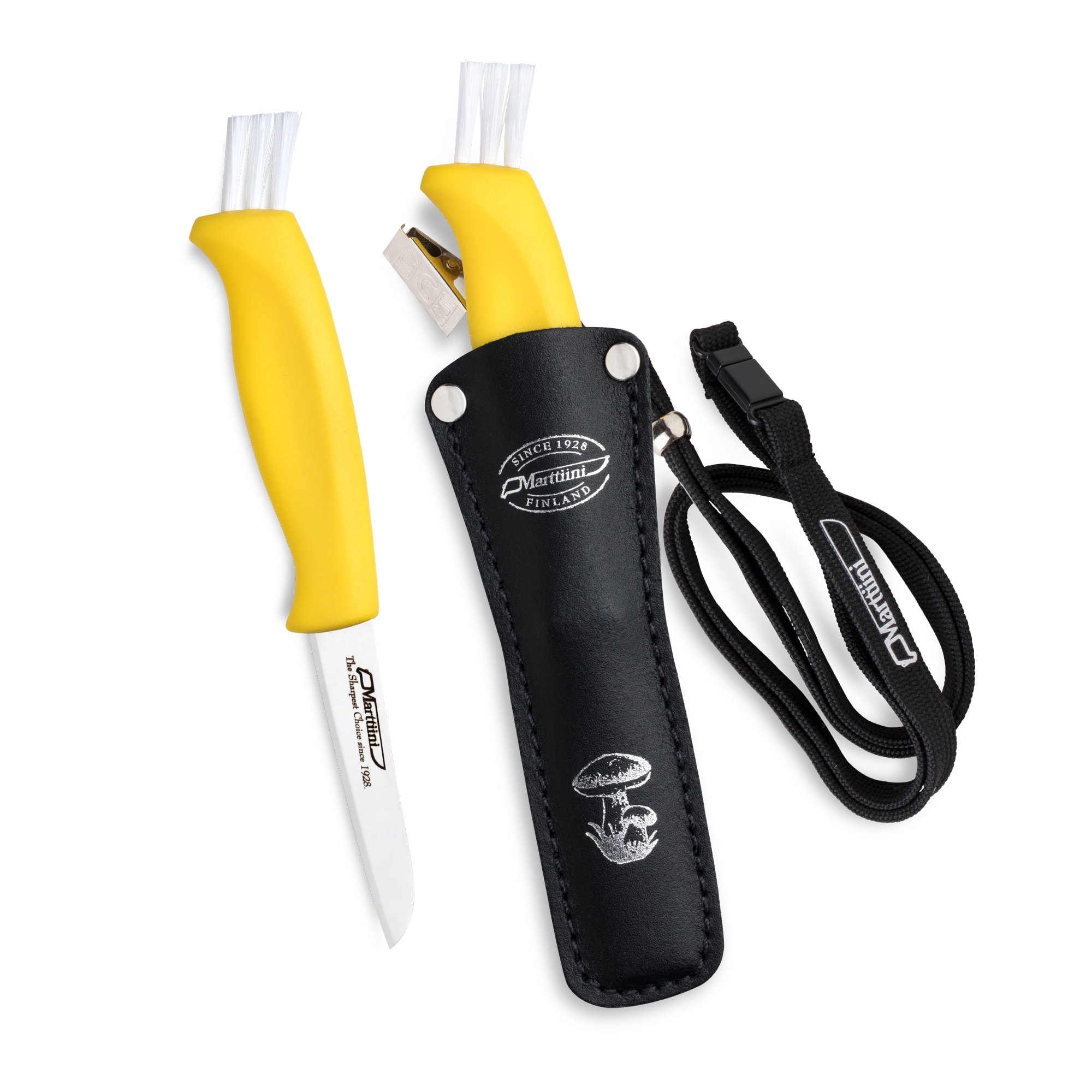 Marttiini Svampkniv med läderslida och halsrem