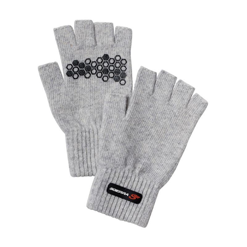 Scierra Wool Half Finger Glove Light Grey Melange Medium