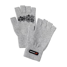 Scierra Wool Half Finger Glove Light Grey Melange Large