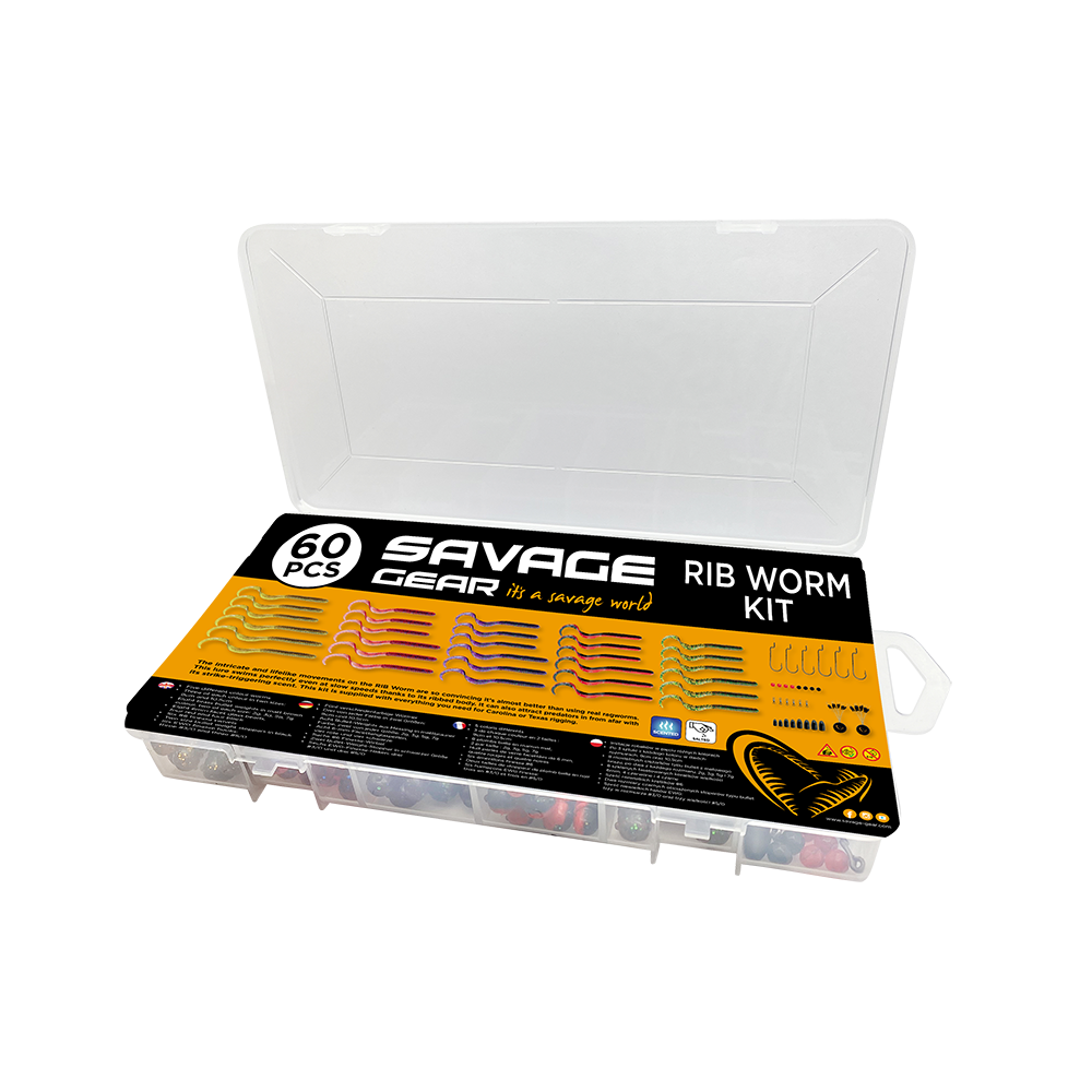 Savage Gear Betessortiment SG Rib Worm Kit 30+30-pack