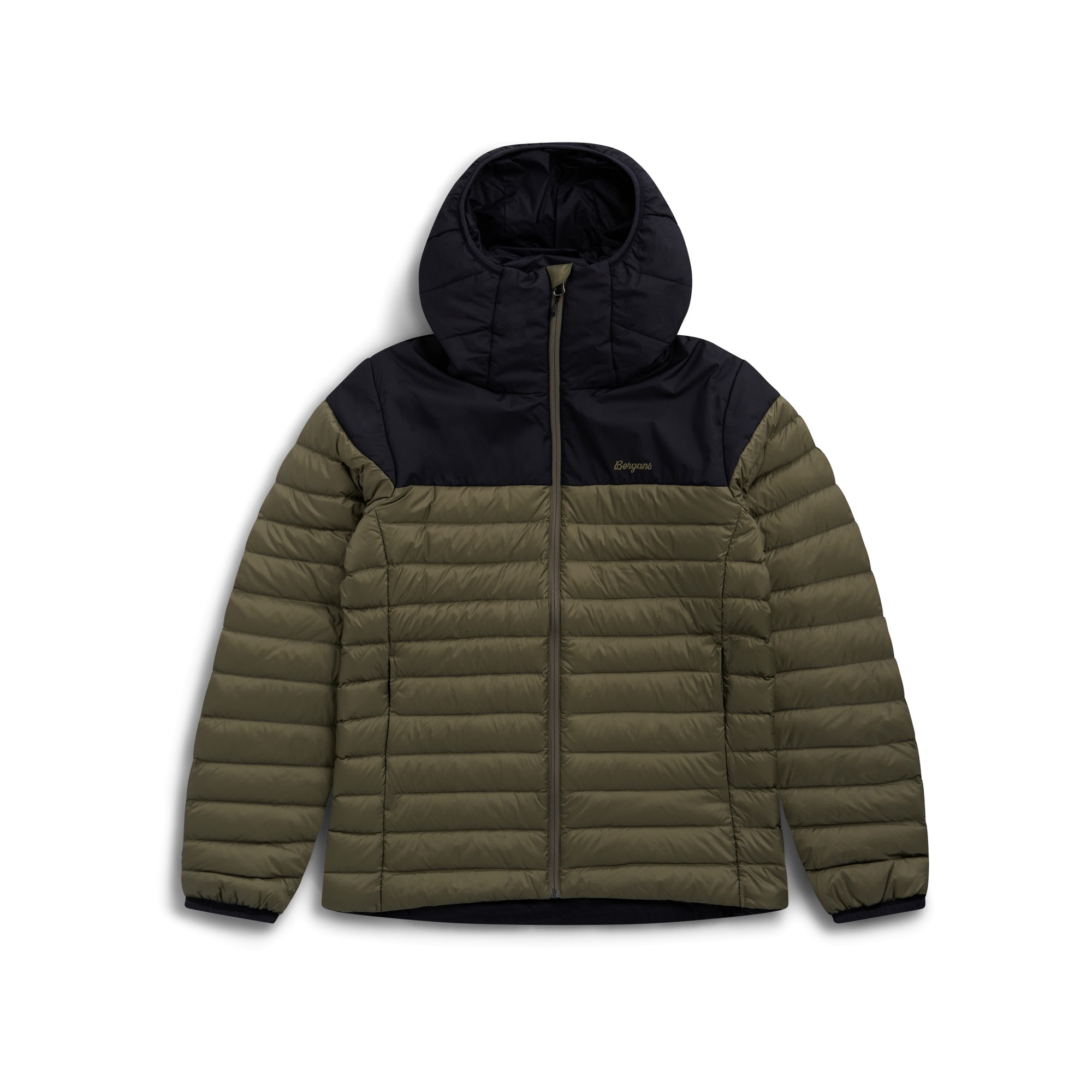 Bergans Lom Light Down Hood Jacka Herr Green Mud/Dark Shadow Grey
