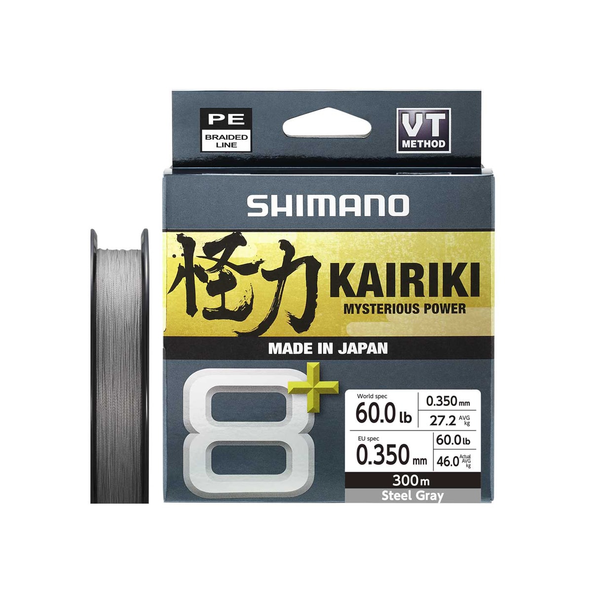 Shimano Line Kairiki 8+ 300m 0.35mm 47,0kg Steel Grey -