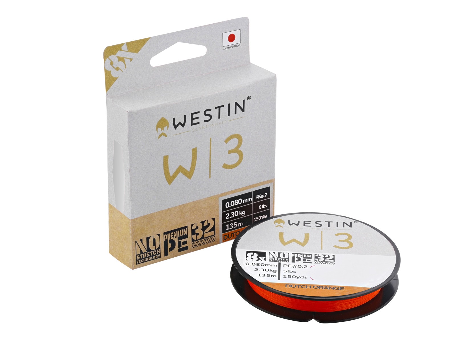 Westin W3 8-Braid Dutch Orange 135M/150YDS 0.08mm 3KG 7LBS PE 0.2 -