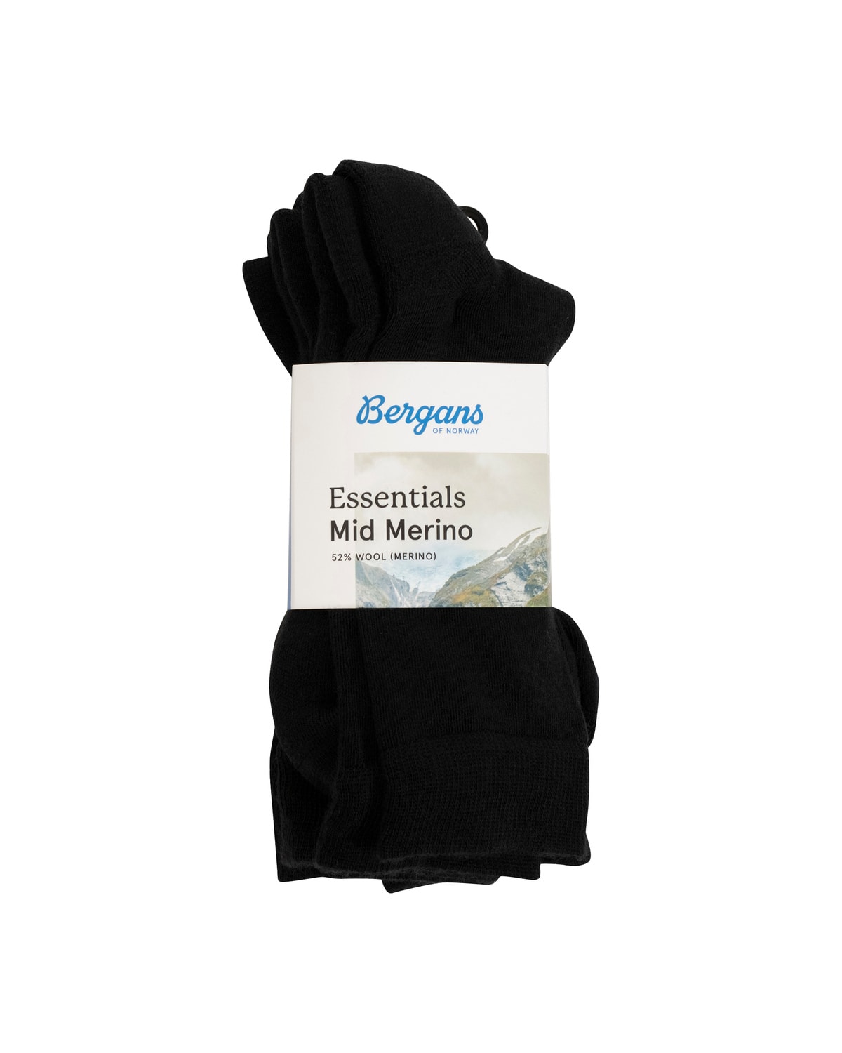 Bergans Essentials Mid Socka Merinoull 3pk Black 41-46