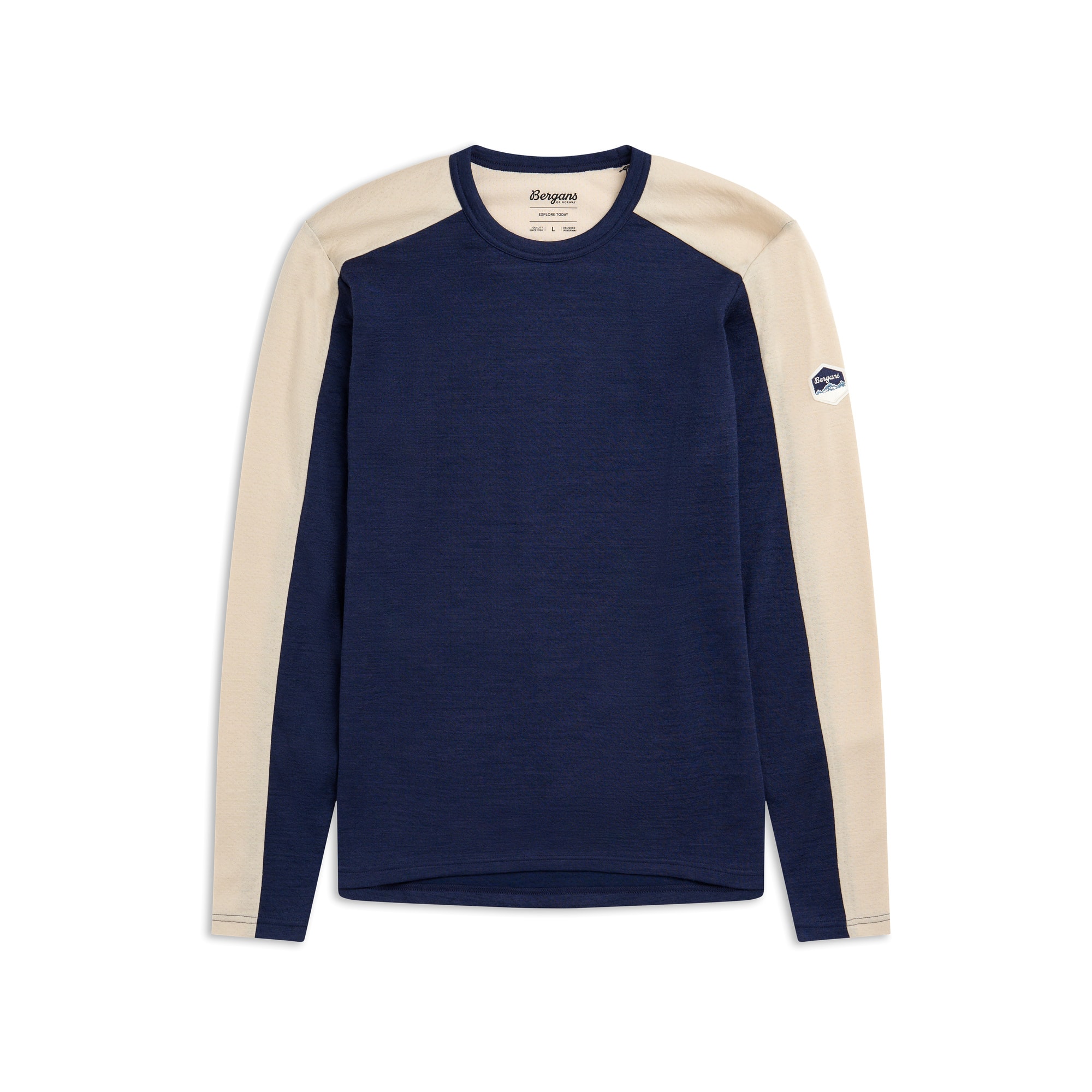 Bergans Inner:Dual Merino L/S Underställströja Herr Navy Blue/Bone White