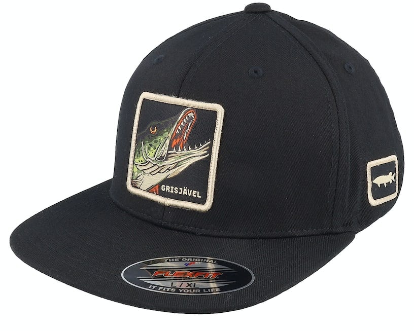 Skillfish Grisjävel Flat Brim Black Fitted Flexfit L/XL - (58-61 CM)