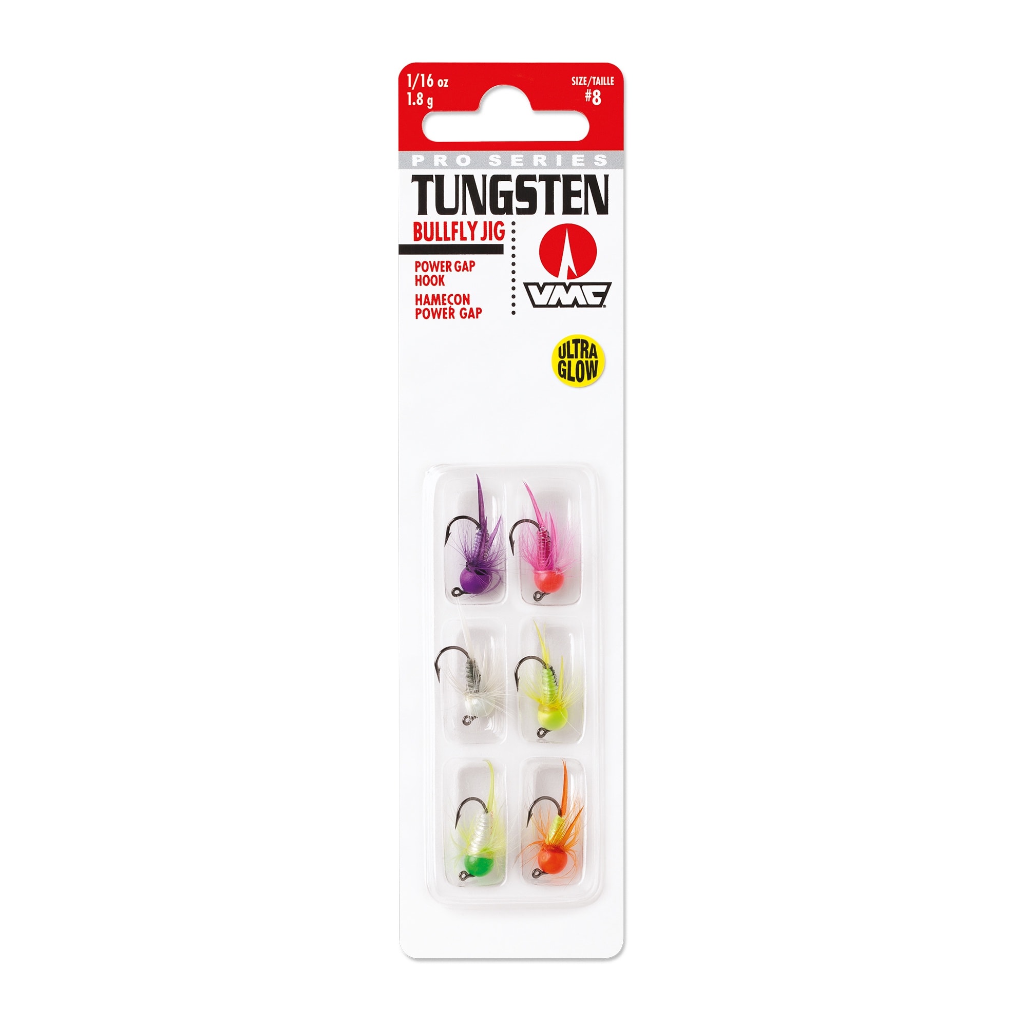 VMC Tungsten Bullfly Kit #12 0,9gr Glow 6-pack