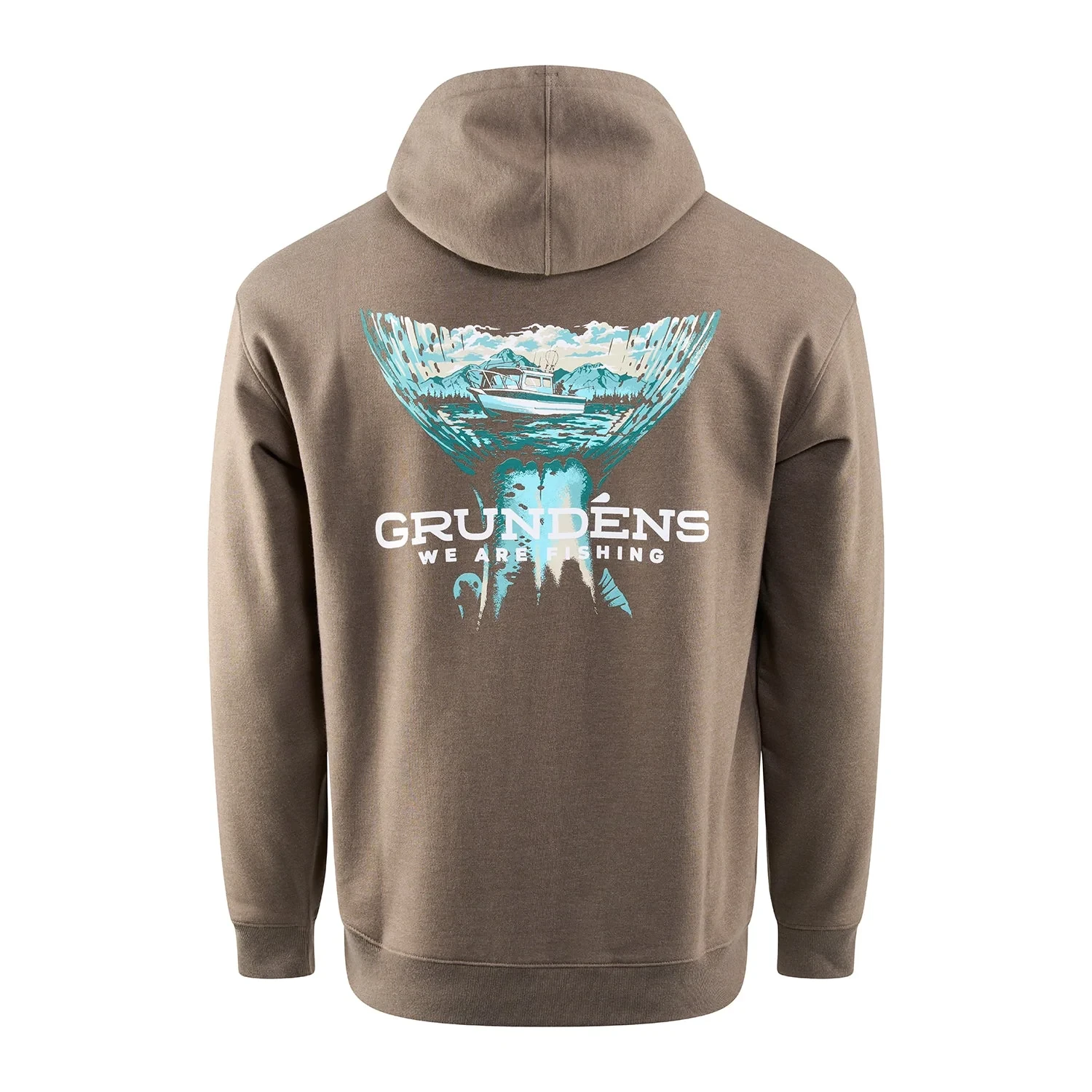Grundens Salmon Tailscape Hoodie Otter Heather XXL