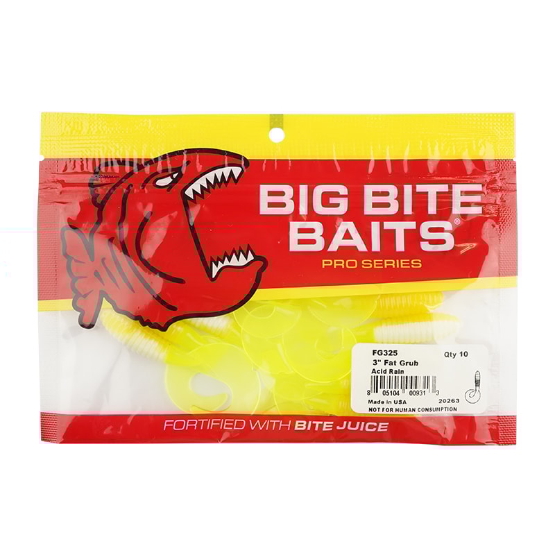 Big Bite Baits Fat Grub 3.0 (10-pack) - 130 Fire Tiger