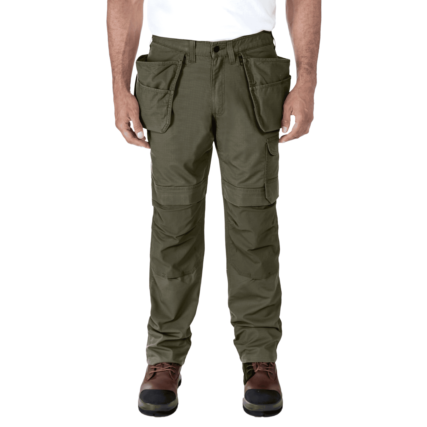 Carhartt Relaxed Straight Steel Rugged Flex™ Ripstop Double-Front Cargo Byxor Moss W42/L32